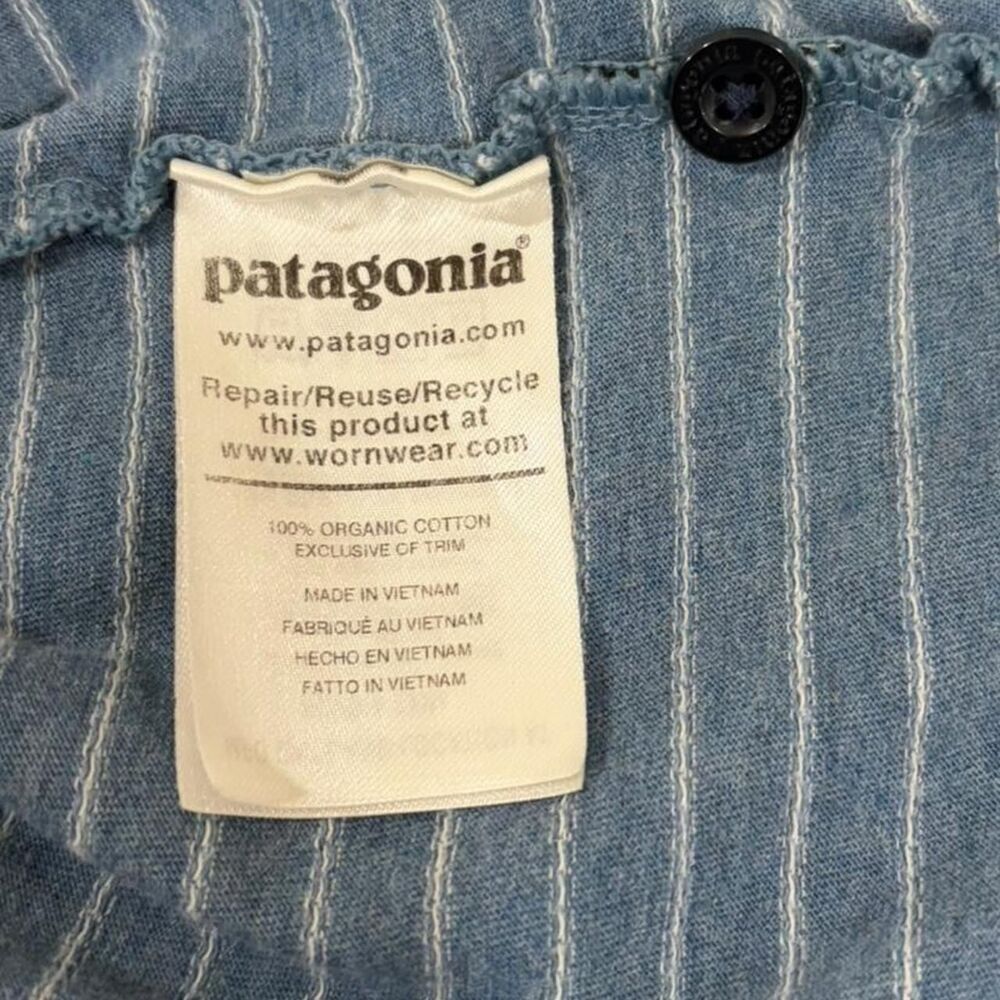 Patagonia Blue Striped Organic Cotton Polo Shirt Size M - Picture 5 of 5